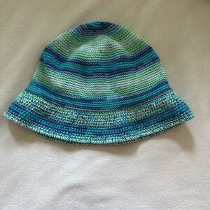 Striped Blue and Green Bucket Hat